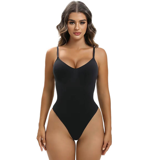 V Neck Spaghetti Strap Bodysuits Compression Body Suits Open Crotch Shapewear Slimming Body Shaper Smooth Out Bodysuit Shaper